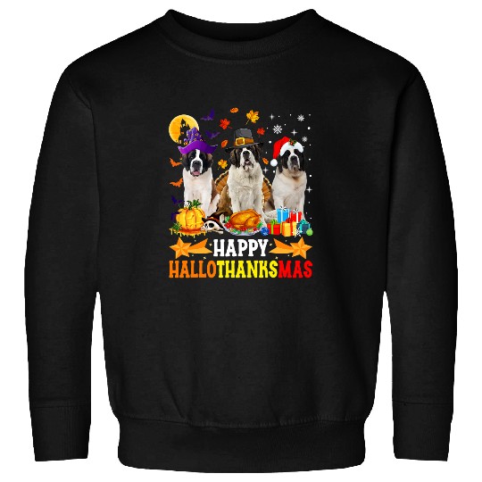 Happy Hallothanksmas Bernard Dog Lover Christmas Holidays Sweatshirts