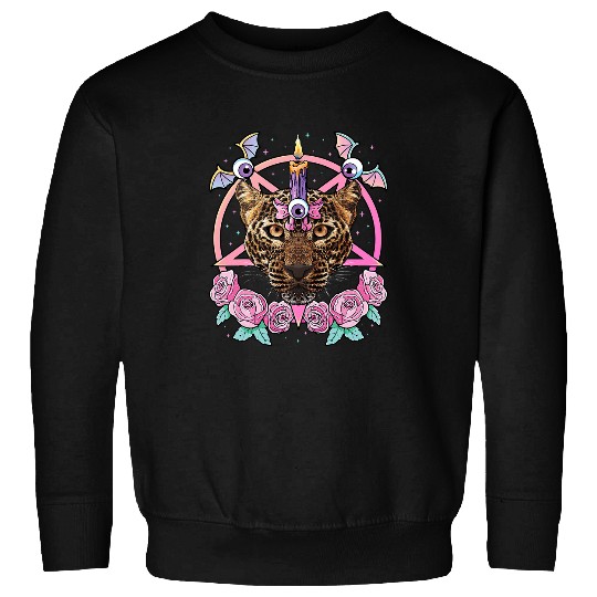 Pastel Goth Leopard Pagan Creepy Menhera Leopard Sweatshirts