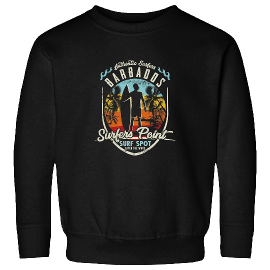 Surf Life Barbados Surfing vintages Retro Surfers Point Surf Spot Beach Sweatshirts