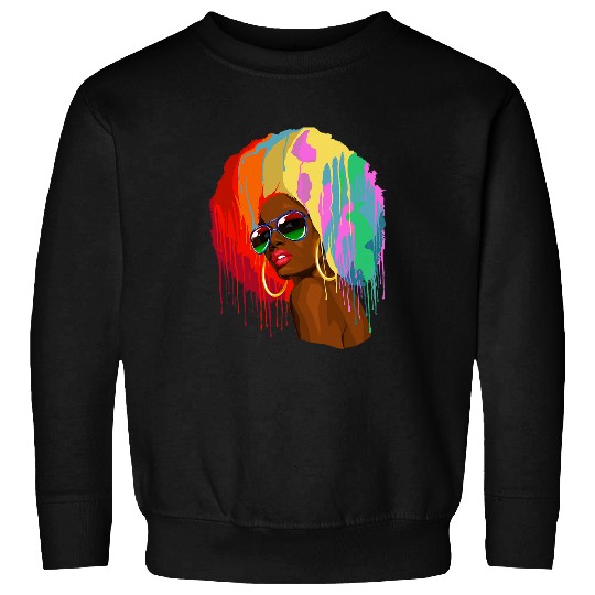 black afro hair art black womens bhm african american Sweatshirts