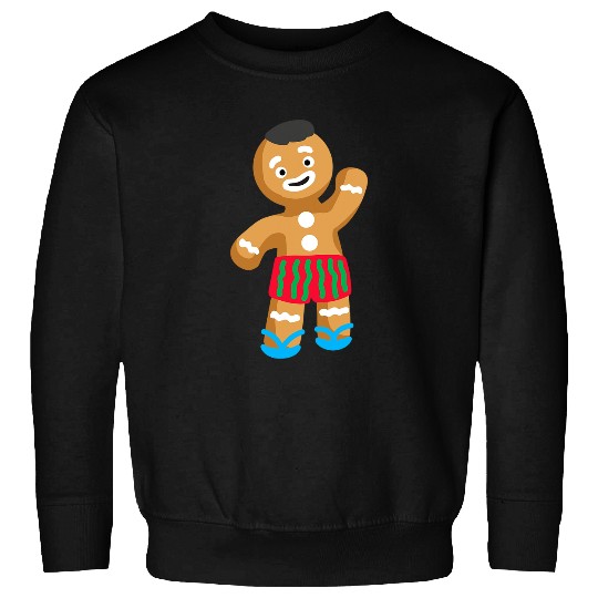 Swimming Pool Christmas in the summer party gingerbread man in swimming trunks Sweatshirts