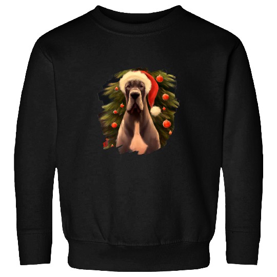 Dog Great Dane Wearing Santa Claus Hat Christmas Great Danes 23 Sweatshirts