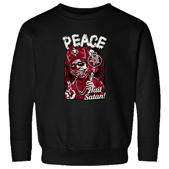 Peace Hail Satan Pentagram Occult Priest Dark Humor Sweatshirts