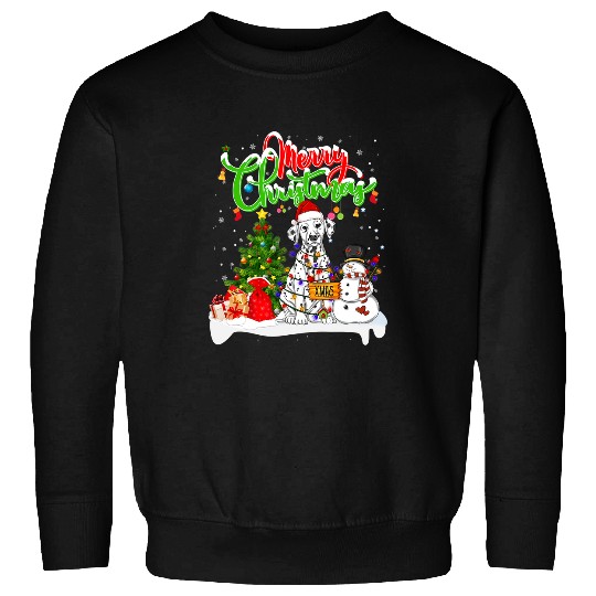 Dalmatian xmass Lighting Matching Santa Dalmatian Wearing Christmas 501 Dog Lover Dalmatians Dog Sweatshirts