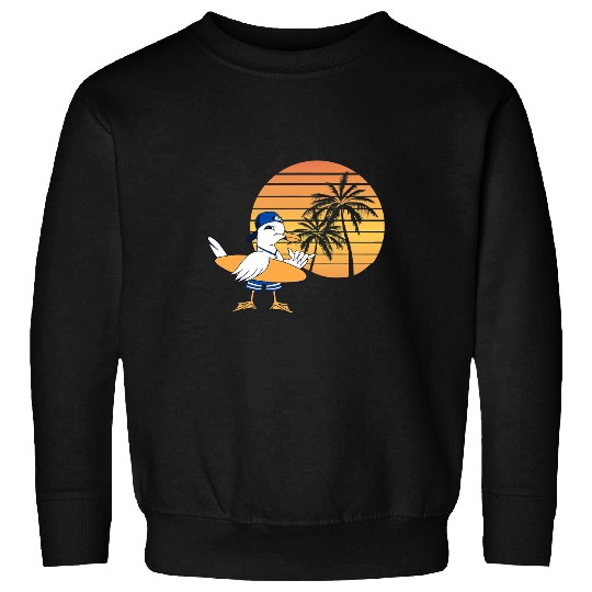 Surf Life Seagull Retro Sunset Surfing Palm Surf Terns Seagull Lover Sweatshirts