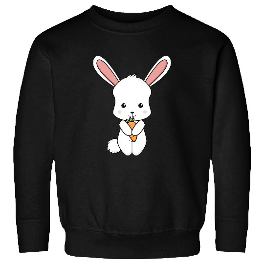 Rabbits Chibi Rabbit With Carrot Easter Mens Womens Kids Sweatshirts