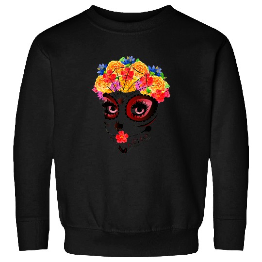 Skeletons Skulls La Catrina Santa Muerte Flower Sugar Skull Calavera Mexico 3 Skull Sweatshirts