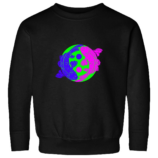 Blue and Pink Fish with Green Circle Sweatshirts
