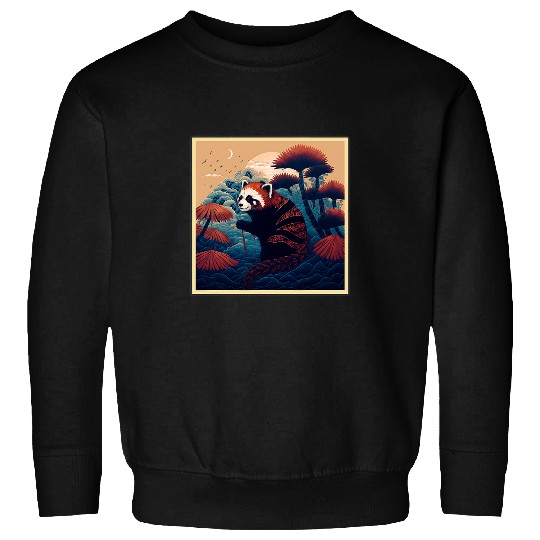 Funny Bear Surrealism Japanese Painting Red Panda Cute Bears Sweatshirts