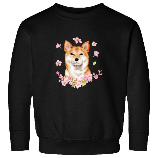 Dog Shiba Inu Japanese Cherry Blossom Sakura Flower Sweatshirts