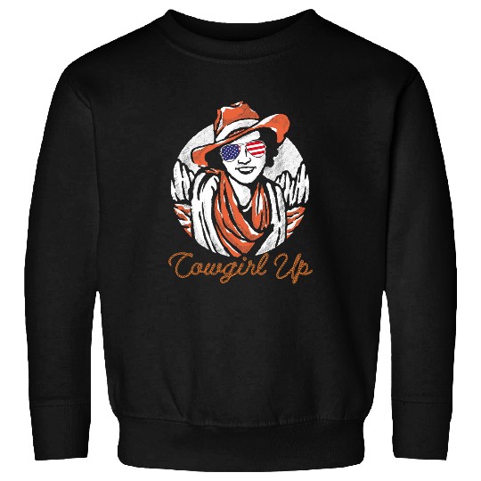Cowgirls Horse Riding Country Howdy Western US American Flag Sweatshirts