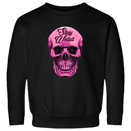 Skeletons Skulls Stay Weird Pastel Goth Pink Skull Emo Punk Nerd Introvert48 Skull Sweatshirts