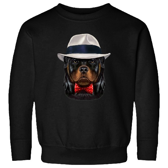 Dog Rottweiler wearing Fedora Hat Sweatshirts
