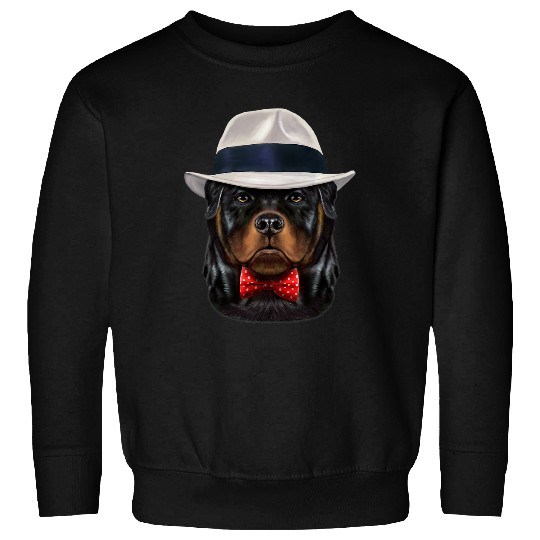 Dog Rottweiler wearing Fedora Hat Sweatshirts