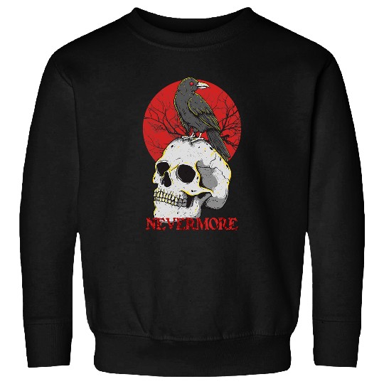 Skeletons Skulls Nevermore Gothic Crow Raven Skull Head Emo Punk Bird Lover 539 Skull Sweatshirts