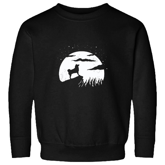 Dog Akita and Moon Halloween 3 Sweatshirts