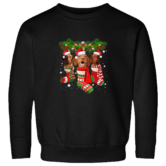 Dog Vizsla Cute In Socks Christmas Santa Hat xmass Dog Pajama Sweatshirts