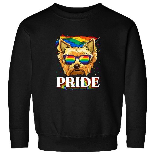 LGBT Pride Yorkshire Terrier Gay Pride Rainbow Flag Sunglasses 214 Sweatshirts
