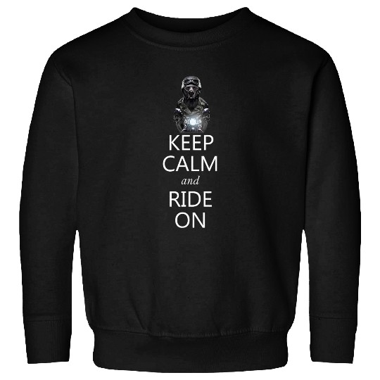 Motocross Biker Keep Calm and Ride on Black Pit Bull Dog Motorcycle Sweatshirts