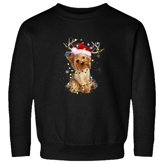 Yorkshire Terrier Santa Yorkshire Terrier Reindeer Light Christmas98 Yorkie Sweatshirts