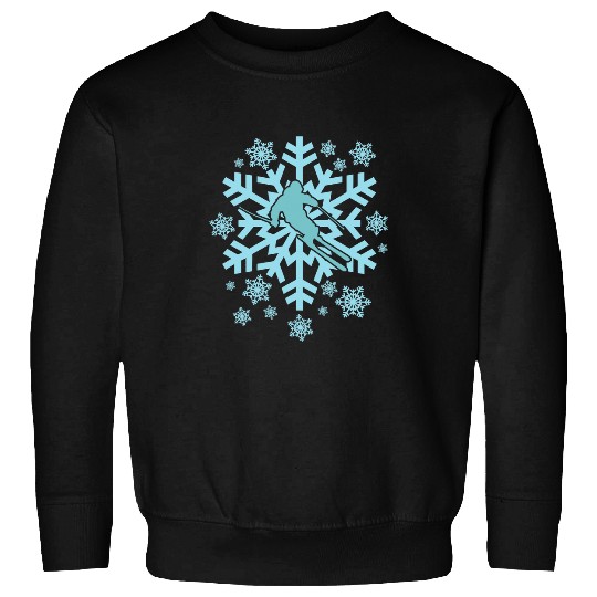 Skiing Ski with Snowflake Winter Vacation Sweatshirts