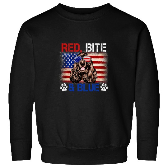 Dog Cocker Spaniel Red Bite Blue Dog 4th Of July Cocker Spaniel USA Flag 198 Sweatshirts