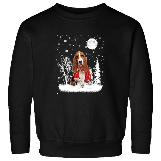 Dog Basset Hound Under Moonlight Snow Christmas Pajama 29 Sweatshirts