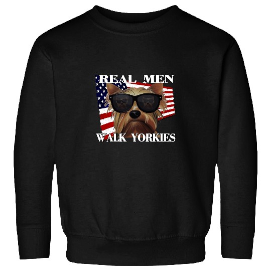 Mens Real Men Walk Yorkies bests Yorkie Dad Ever vintages US Flag 3 Sweatshirts