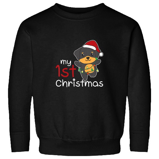 Dog Rottweiler Kids Rottweiler My 1st Christmas Dog Baby Christmas Sweatshirts