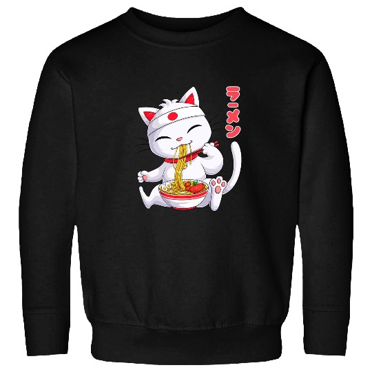 Kawaii Maneki Neko Ramen Noodles Japanese Anime Noodle Soup Sweatshirts