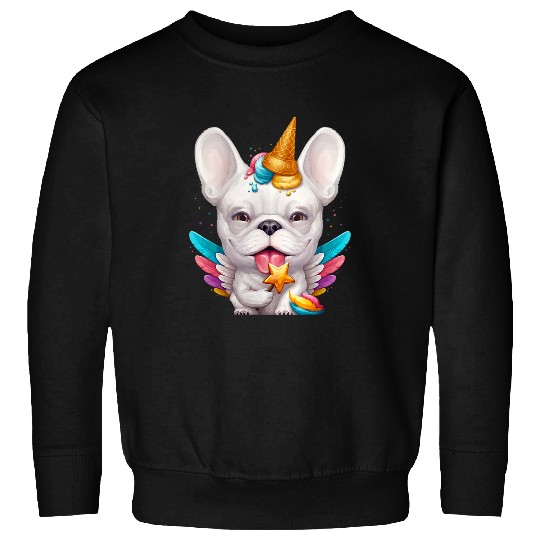 White French Bulldog Ice Cream Unicorn Sweatshirts