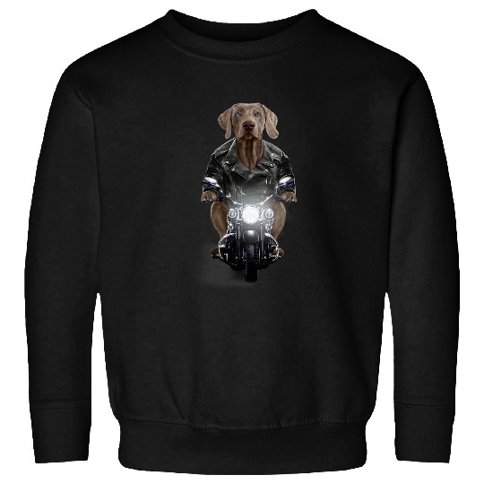 Motocross Biker Weimaraner Dog Ride Motorcycle Sweatshirts
