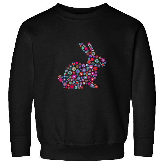 Rabbits Floral Easter Bunny Women Girls Spring Flowers Rabbit 2 6 Sweatshirts