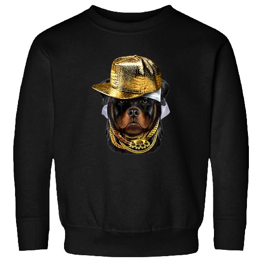 Dog Rottweiler wearing Hip Hop Rapper Cap Sweatshirts