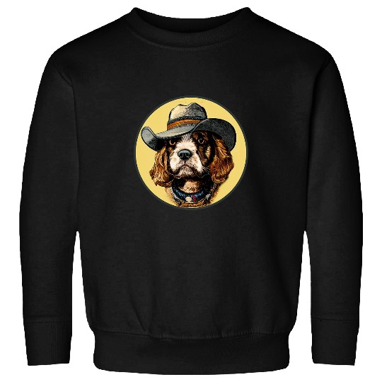 Cow vintages Cocker Spaniel Cowboy Funny Western Dog Cute Sheriff Mooey Heifer Sweatshirts