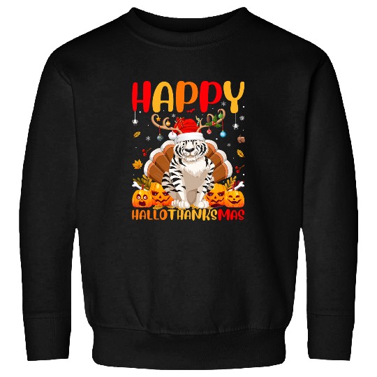 Tiger Gift White Tiger Animal Lover Happy White Tiger HelloThanksMas Sweatshirts
