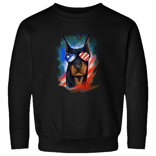 Dog Doberman Patriotic DobermanAmerican Flag Doberman Pinscher Print 454 paws Sweatshirts