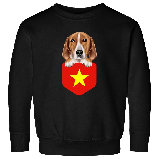 Vietnam Flag English Foxhound Dog In Pocket Sweatshirts
