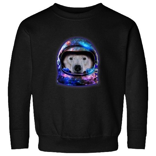 Funny Bear Polar Bear in Space Galaxy Astronaut Helmet Cute Bears Sweatshirts
