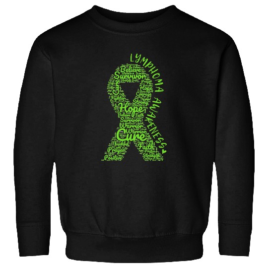 Lymphoma Awareness Lime Green Ribbon With Positive Words Sweatshirts