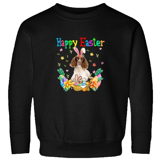 Happy Easter English Springer Spaniel Bunny Hunting Eggs Sweatshirts
