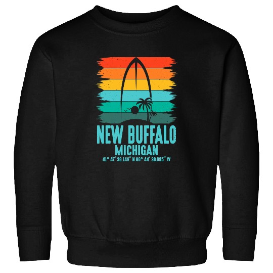 Surf Life Surf Board New Buffalo Beach Surfboarder Surfing Sweatshirts