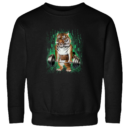 Tiger Gift Muscle Training with Barbell Shrug Bar in Cyber Gym Sweatshirts