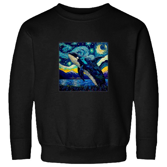 Whales Surrealism Starry Night Orca Whale 31 Sweatshirts