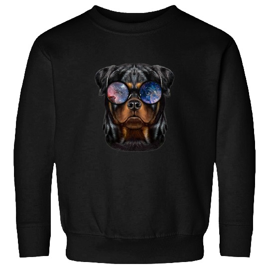 Dog Rottweiler wearing Space Galaxy Sunglass Sweatshirts