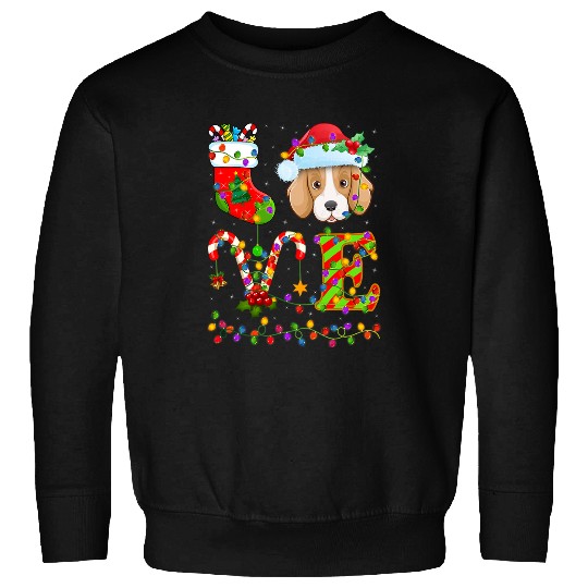 Foxhound Dog xmass Lighting Santa Love Foxhound Christmas Sweatshirts
