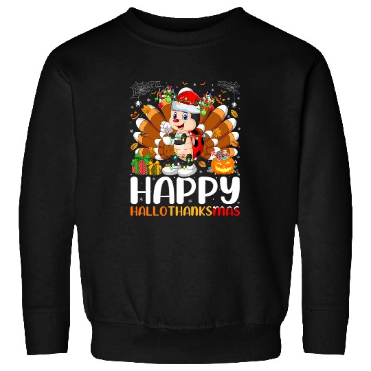 Ladybug Lover Halloween Christmas Happy Hallothanksmas Sweatshirts