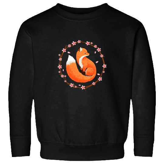 vintages Fox Japanese Cherry Blossom Flower Cute Fox Sweatshirts
