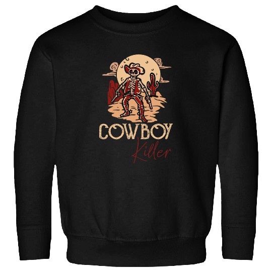 Funny Skeletons Men And Women Western Cowboy Killer Sweatshirts