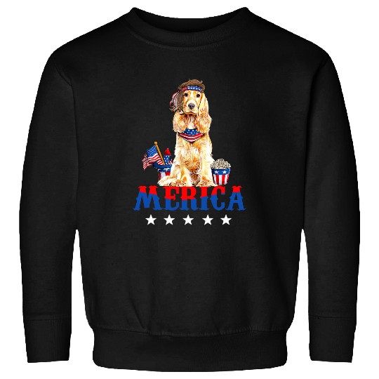 Dog Cocker Spaniel Merica Cocker Spaniel 4th of July Men Women Flag Patriotic 291 Sweatshirts